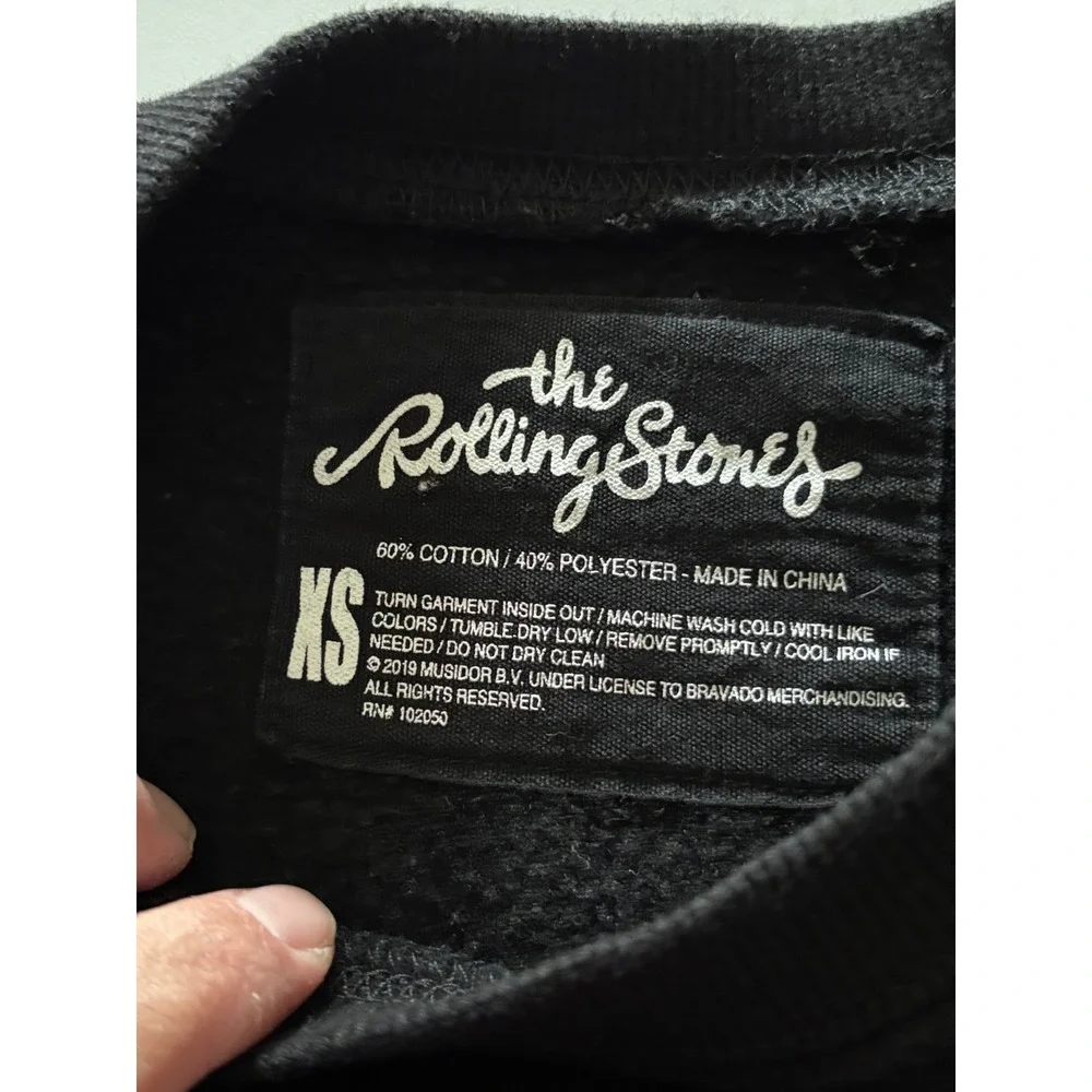 Rolling Stones Kids XS Black Graphic Sweatshirt Glitter Tongue Logo Pullover